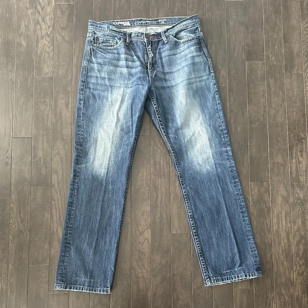 Express Light Blue Men's Straight-Leg Jeans